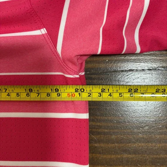 NIKE GOLF Mens Medium Pink Striped Dri Fit Polo Shirt Tour Performance - Picture 6 of 7